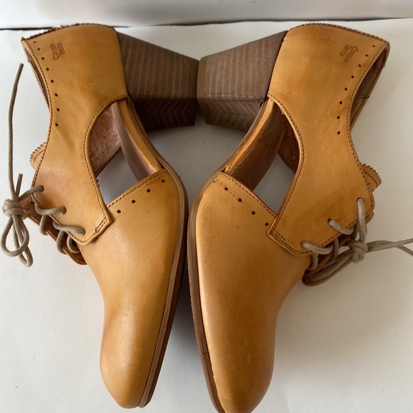 NWOT Anthropology X Coque Terra Leather Oxford Block Heel-Ocher yellow EU38-US 7 - Picture 14 of 15